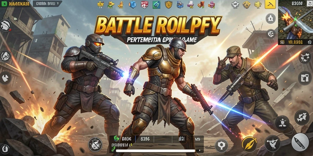 Gameplay intens dan seru di dalam game Battle Royale.