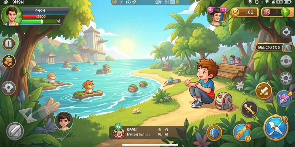Tangkapan layar menarik dari gameplay 9N9N yang santai dan menyenangkan.
