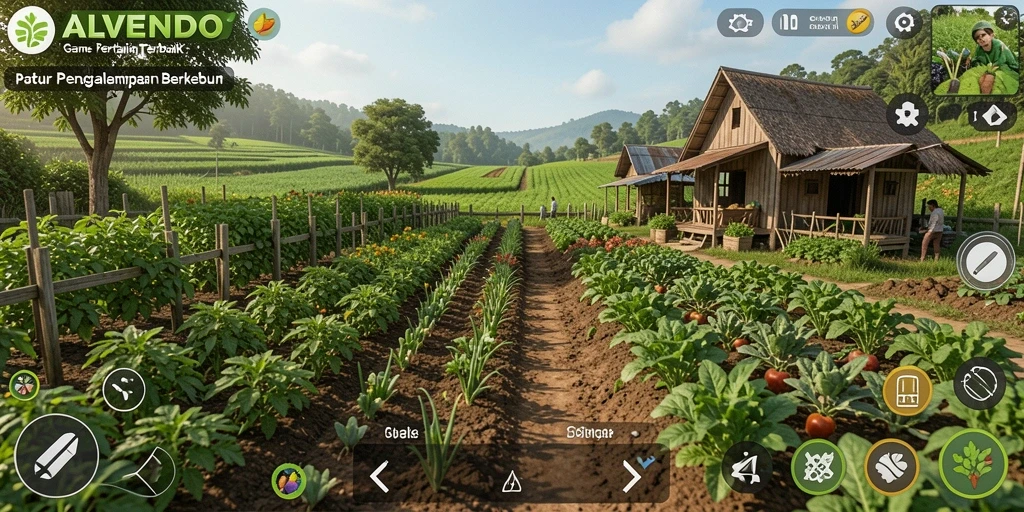 Screenshot gameplay menampilkan ladang indah di ALVENDO.