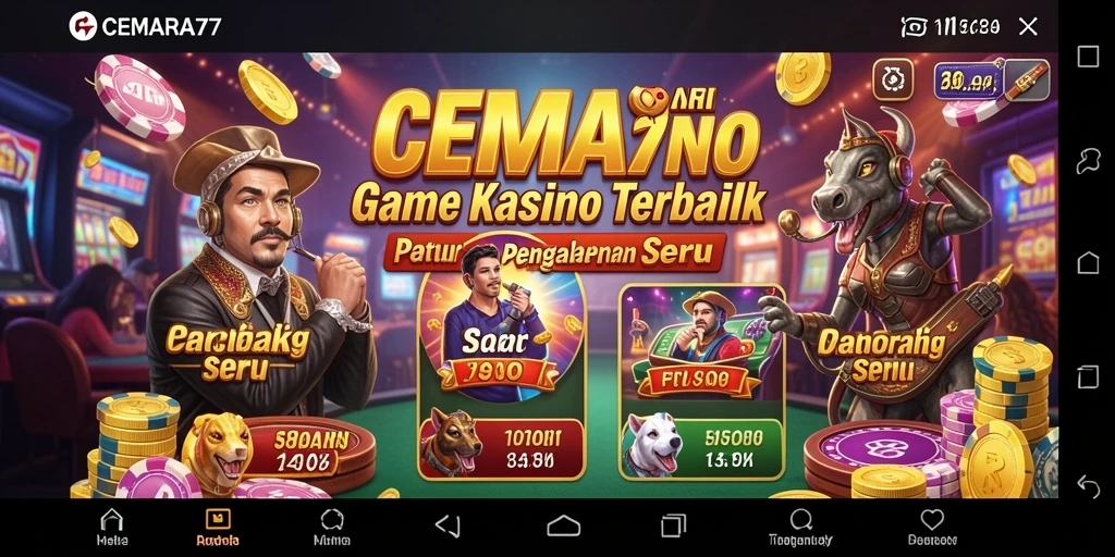 Screenshot utama CEMARA77 menunjukkan gameplay seru dari permainan Kasino.