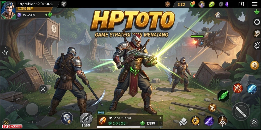 Tampilan gameplay HPTOTO dengan pertempuran strategi yang intens.