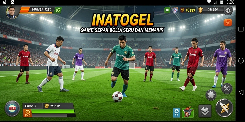Gameplay mendebarkan dalam INATOGEL yang menampilkan aksi sepak bola.