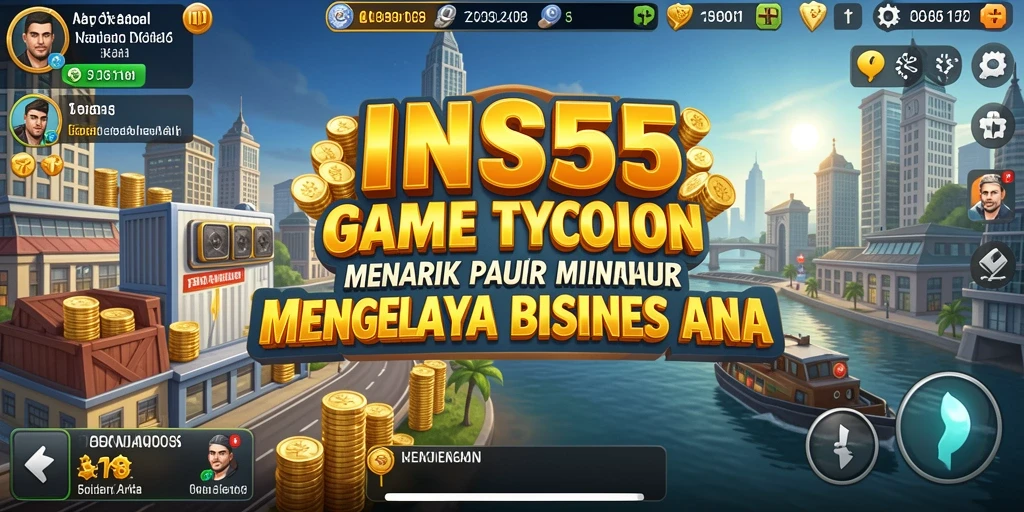 Tampilan gameplay INS55 dengan berbagai bisnis yang dikelola.