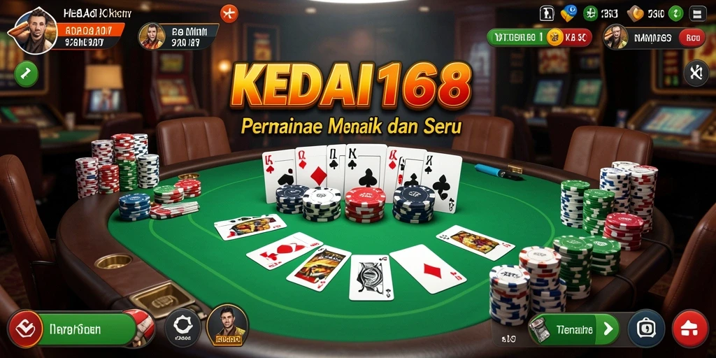 Screenshot KEDAI168 menunjukkan aksi seru dalam permainan Poker.
