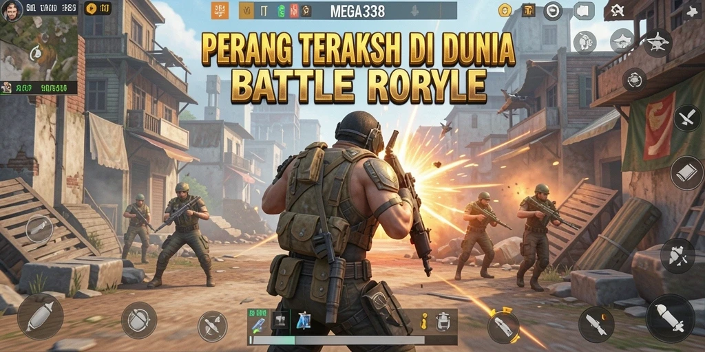 Tampilan gameplay seru di MEGA338 dengan aksi Battle Royale.
