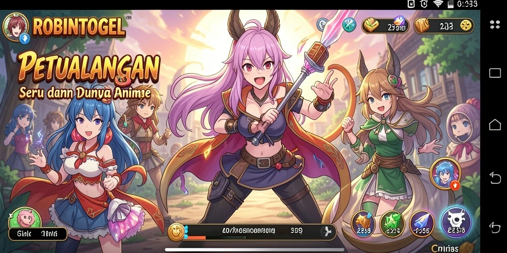 Screenshot gameplay ROBINTOGEL dengan karakter anime yang menakjubkan.