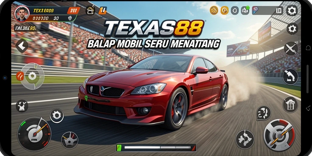 Tampilan gameplay balap mobil yang seru dan mendebarkan di TEXAS88.